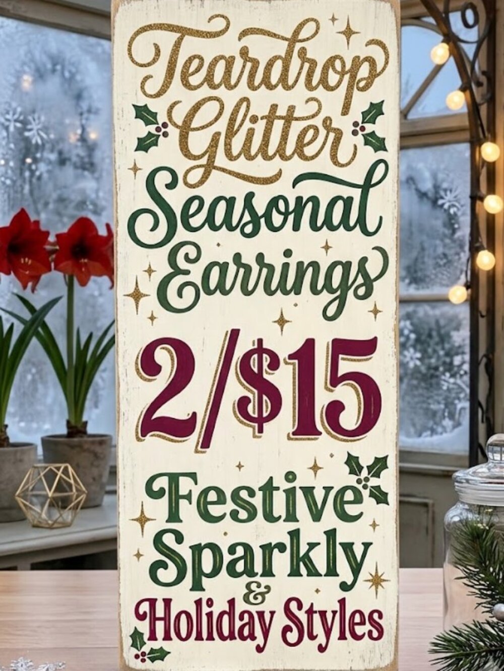 All Seasonal Earrings - Teardrop - Glitter- Holiday - Seasonal 2/$15 New